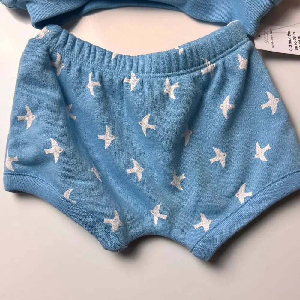 Baby Gap Bird Print Short Sleeve and Matching Short Set Sz  0-3M NWT